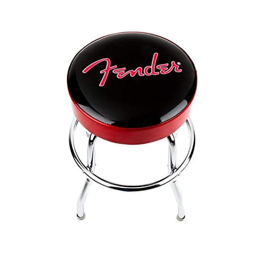 Fender® Red Sparkle Logo Barstool, Black/Red Sparkle, 24"