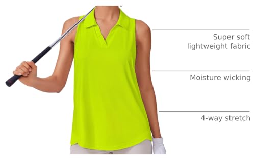 Image of PINSPARK Womens Golf Shirt UPF 50+ Sleeveless Collared Shirts Quick Dry Tennis Polo V-Neck Racerback Athletic Workout Tank