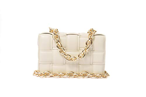 Cassette Chain Womens Crossbody Handbag (Large, Cream) Cassette Chain Womens Crossbody Handbag (Large, Cream)