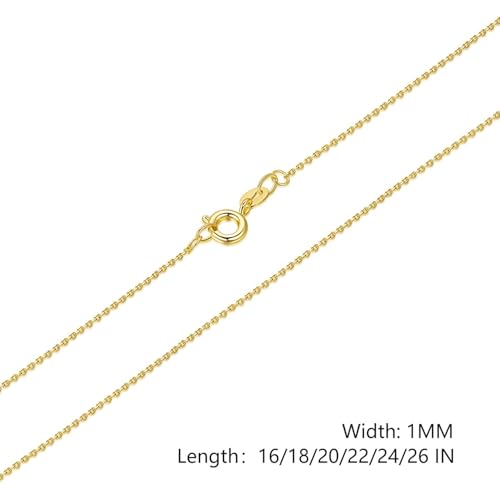 14K Gold Necklaces for Women & Mens Necklace Gold Chain for Women Mens Chains Elegant Dainty 14k Necklaces thin Cable Chain Necklace Chains 1mm 16-264