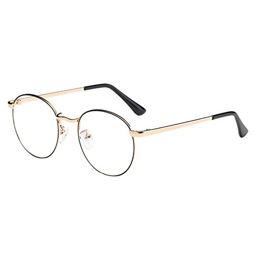 Preisvergleich Produktbild Zhuhaixmy Unisex Klassisch Metall Runden Felge Komfortabel Brille Kurzsichtig Kurzsichtigkeit Brillen Harz Löschen Linsen (Stärke -1.0, Schwarz & Gold) (Diese sind nicht Lesen Brille)