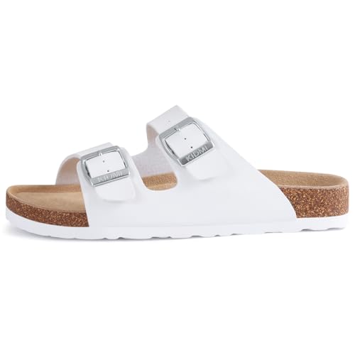 Image of KIDMI Unisex Summer Sandals Arch Support Cork Footbed Slide Sandals with Double Adjustable Buckle for Women Men