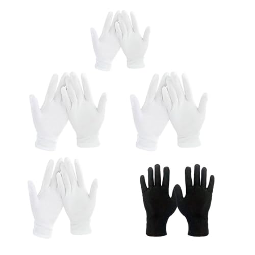 JOCXZI 5 Pairs Cotton Gloves for Eczema - Sensitive, Dry, Irritated Skin, Hand Cream Lotion Protection for Night, Daily Work, 100% Cotton, Size 9 inches