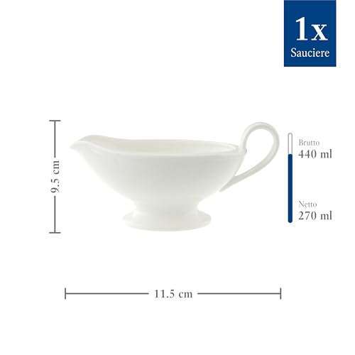 Villeroy & Boch Royal Salsiera Elegante con Manico, Porcellana Premium Bone, Bianco, 450 ml - immagine 5