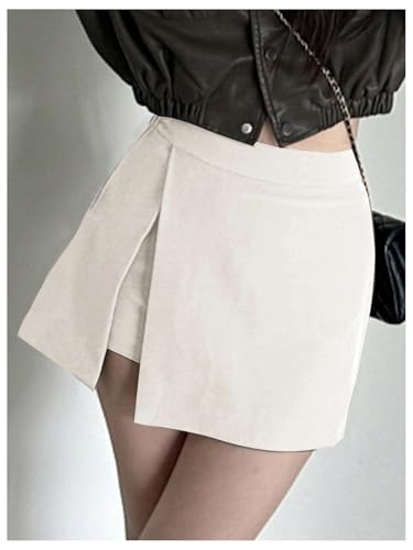 GORGLITTER Women's Split Mini Skirt High Waist Casual Skort with Inner Shorts3