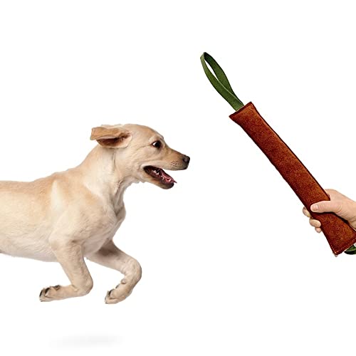 DONGKER Beisswurst für Hunde, Leder Hund Zerrspielzeug, 20/30/40 cm Längen, Hundespielzeug mit Nylon Handschlaufe zum Training, Tauziehen und Zerrspiele
