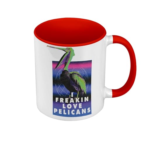 Tasse Farbe Premium Qualität rot – Freakin Love Pelicans Collage Vintage Humor Illustration Kunst Tier Vogel Streetwear Zoomer – Tasse mit Henkel und farbigem Innenraum Tasse Farbe Premium Qualität rot – Freakin Love Pelicans Collage Vintage Humor Illustration Kunst Tier Vogel Streetwear Zoomer – Tasse mit Henkel und farbigem Innenraum