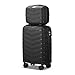Karl home Luggage Set 2 Piece, PP Hard Shell Suitcase with Spinner Wheels & TSA Lock, Lightweight Carry on Suitcase Set 20in Carry-on with 12 Mini Case, Black