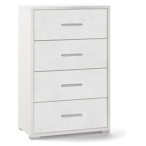 Sarmog Mueble mesita de noche 4 cajones h 110 cm color óxido blanco