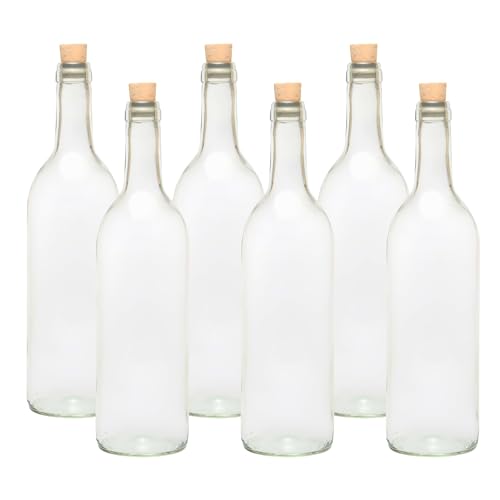 mikken 6 Glasflaschen 750ml mit Korken und Beschriftungsetiketten