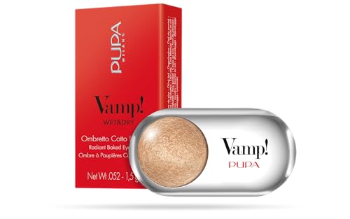 Pupa Ombretto Vamp! Wet&Dry 202 Precious Gold - Ombretto Colore puro, alta Pigmentazione, Multi-Effetto (disponibile in 54 Varianti Colore e 7 diversi Finish)