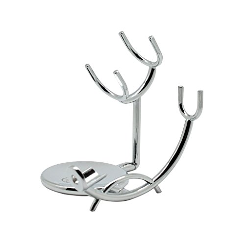 Anti Slip Chrome Metal Razor and Shaving Brush Stand Holder