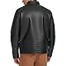 Levi's Men's Faux Leather Hooded Racer Jacket, Black Quilt Lined, Large