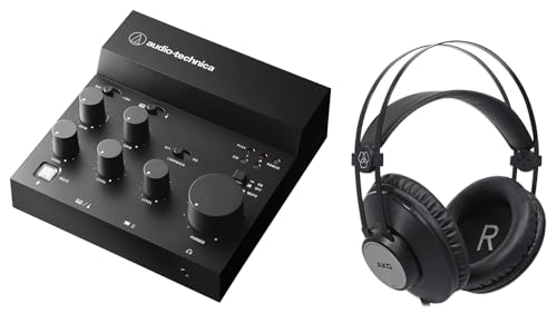 Audiosavings Bundle: AT-UMX3 USB Audio Mixer - Plug-and-Play, Live Streaming Ready Bundle with K72 Closed-back Stereo Studio Recording Headphones w/ 40MM Drivers (2 Items)