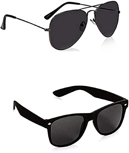 Image of UV-Protected Unisex Wayfarer And Aviator Combo Pack Of 2 Sunglasses
