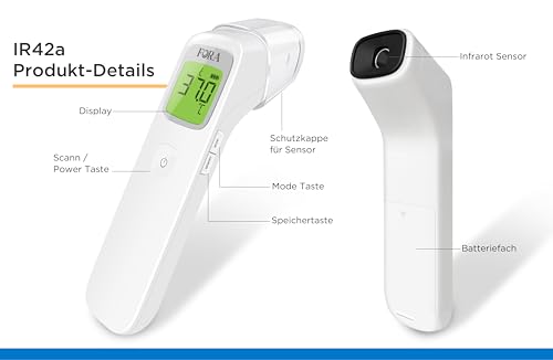 FORA IR42 Stirnthermometer - Infrarot Fieberthermometer, Kontaktlos, Sofortige & Präzise Messung...