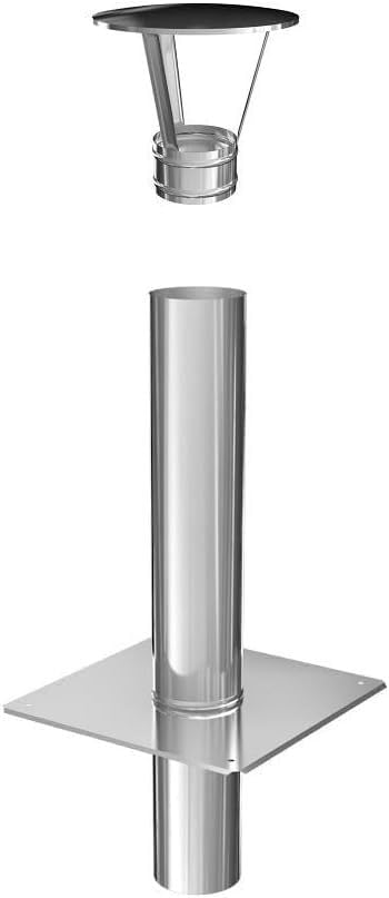 Schornsteinverlängerung Kaminverlängerung einwandig DN Ø 120 mm 0,5 m + Haube