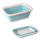 折り畳める シンク用 洗い桶 8.5L 約28.5×40×高15cm コンパクト シリコン製 ブルー