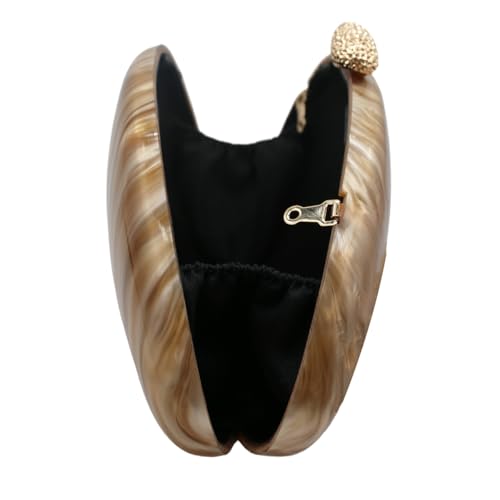 Image of Women Acrylic Evening Clutch Chic Shell Purse Egg Handbag Marble Shoulder Crossbody Bag for Prom Cocktail Party