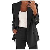 UODSVP Business Casual Dress for Women, Women Suits Trajes De Vestir para Mujeres Casual Dress Clothes Loose Top Long Sleeve Casual Jacket Ladies Office Wear Blouse Top Bleiser Mujer (M, Black)