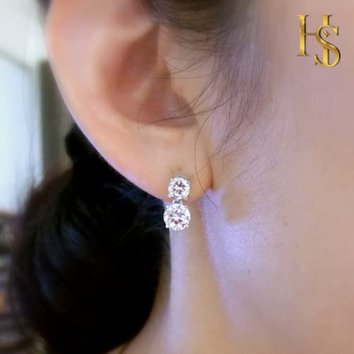 HIGHSPARK 925 Silver Solitaire Dangle Earrings for Women | 92.5 Sterling Silver and Diamond like Brilliance Sparkling Zirconia for that Stunning Shine | Lovely Gift - Image 3