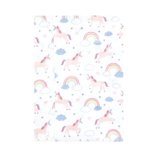 Image of Hudson Baby Unisex Baby Cotton Poly Flannel Burp Cloths, Unicorns Rainbows 4 Pack, One Size