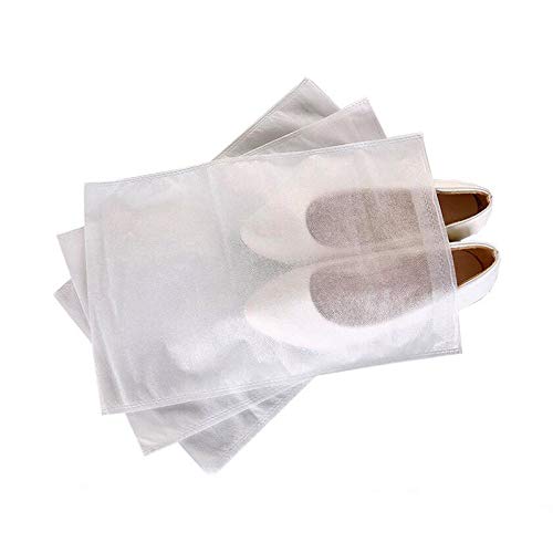 Supkeyer 10Pcs White Portable Shoes Bag Travel Storage Pouch Drawstring Dust Bags Non-Woven Fabric #TOP3