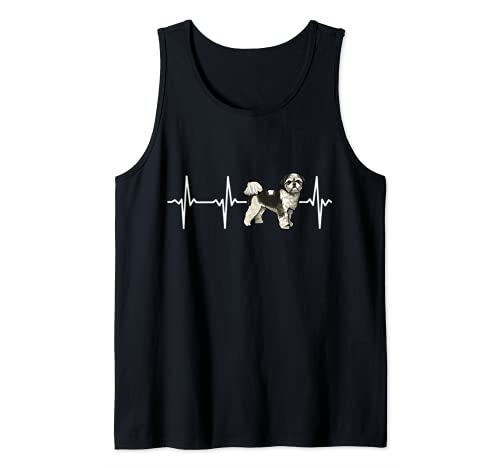 Shih Tzu Heartbeat Love My Dog Tank Top, Black