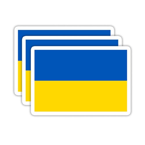 Image of (3PCS) Ukraine Flag stickers, Countries Flag Stickers - Waterproof Vinyl Decals For Laptops, Tumblers, Water Bottles, Books, Scrapbooks, Size 3 x 2 Inch