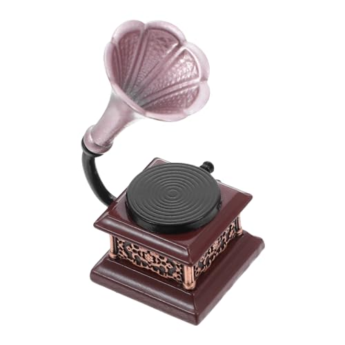ibasenice Retro Phonograph Dollhouse Vintage Gramophone Dekoration Miniatyr Möbel Tillbehör För Dockskåp Samlare