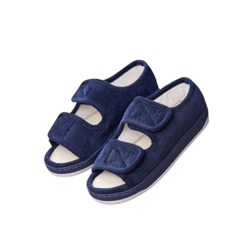 Image of Diabetic Sandals for Men Wide Width Edema Swollen Slippers Adjustable Open Toe Surgical Shoes Anti-skid Breathable Orthopedic Footwear Memory Foam Soft Elderly Sandals