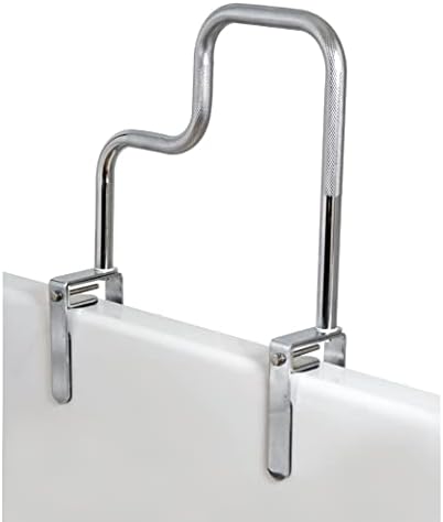 Carex Tri-Grip Bathtub Rail with Chrome Finish - Bathtub Grab Bar Safety Bar For Seniors and Handicap - For Assistance Getting In and Out of Tub, Easy to Install on Most Tubs