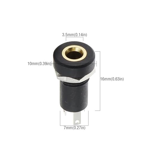 Conector de audio 3.5 mm estereo 3 polos PJ392A montaje en panel tuerca 6