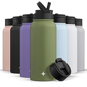 JoyJolt Triple Insulated Water Bottle with Straw Lid AND Flip Lid! 32oz Large Water Bottle, 12 Hour Hot/Cold Vacuum Insulated Stainless Steel Bottle. BPA-Free Leakproof Water Bottles – Thermos Bottle
