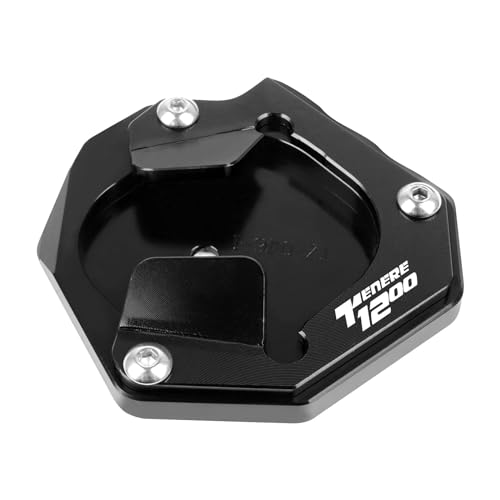 Motorrad Seitenständer Platte Für Y-amaha XT 1200 Z Super Tenere 1200 XT1200Z XT1200ZE Motorrad CNC Kickstand Fuß Seitenständer Vergrößern Verlängerungsplatte Pad(Black,with Logo)