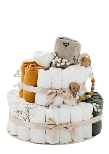 Diaper Cake | Baby Registry | for Boy & Girl | Welcome Baby | Oh Baby Tulle | Organic Neutral Modern by TISU