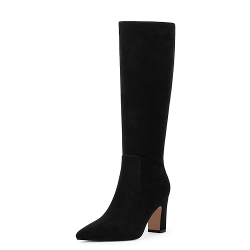 Image of VIUGJNEX Knee High Boots Pointed Toe Chunky Heel Tall Boots for Women | Comfortable 3.15-Inch Block Heel, Dressy Boots for Fall & Winter, Side Zipper for Easy Wear, Versatile Fashion Style