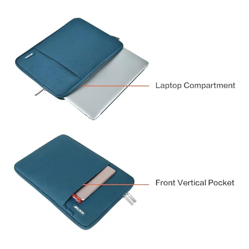 Image of MOSISO Laptop Case 14 inch, 14 inch Laptop Sleeve Compatible with HP Lenovo Dell ASUS Acer, HP Stream, Dell Latitude, Lenovo IdeaPad, Polyester Vertical Computer Sleeve Bag with Pocket, Deep Teal