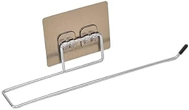 GOGD Stainless Steel Self Adhesive Napkin Ring Wall Mount Towel Hanging Holder with Magic Adhesive Pad Kitchen Paper Roll Holder Tissue Paper Stand Towel Bar Hanger foe Washbasin use (Pack 2)