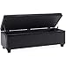 BELLEZE Storage Faux Leather Ottoman, 47 Inch Bench Bedroom Bench with Safety Close Hinge, Extra Long Ottoman with Storage for Living Room, Entryway, Hallway, Foot Rest, Support 300lbs - Black