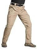 LGNTBE Men's Tactical Cargo Pants, Lightweight Water-Resistant, Ripstop Fabric for Hiking, Work, Outdoor Activities, Khaki