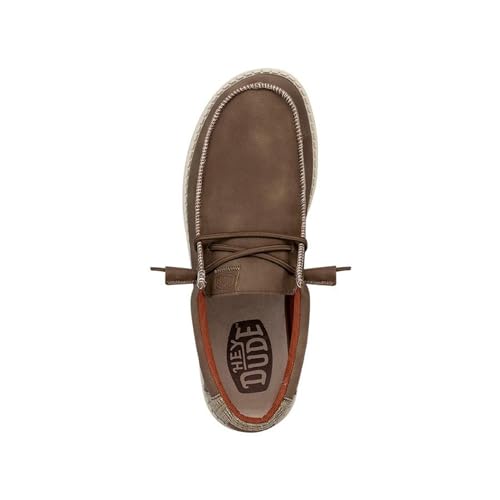 HEYDUDE Men's Wally-Fabricated Leather Tan Size 5 | Men's Shoes | Men Slip-on Loafers | Comfortable & Light-Weight2