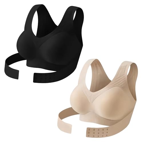 Posture Bras for Women Front Closure Wireless Posture Corrector Bra with Back Support Push Up No Underwire Bralettes