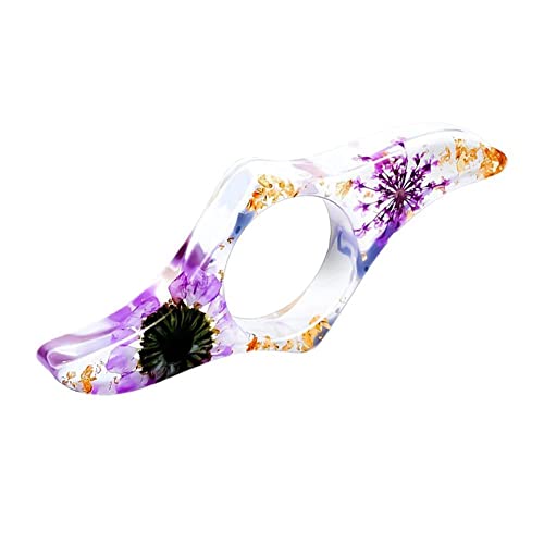 Flores secas de resina Titular de página de libro Marcadores de pulgar Marcadores de anillo de dedo para libros Accesorios de lectura Regalos para lectores Profesores Amantes de Cover