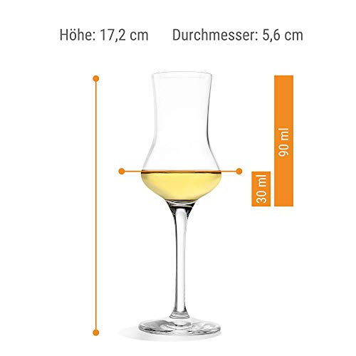Stölzle Lausitz Grappa Glasses Set of 6, 90 ml, Crystal Glass, Dishwasher Safe, Modern, Shot Glasses with Handle - Image 6
