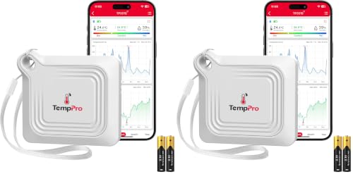 Image of TempPro TempAir Bluetooth Thermometer Hygrometer, 260 ft Temperature Sensor (Pack of 2)