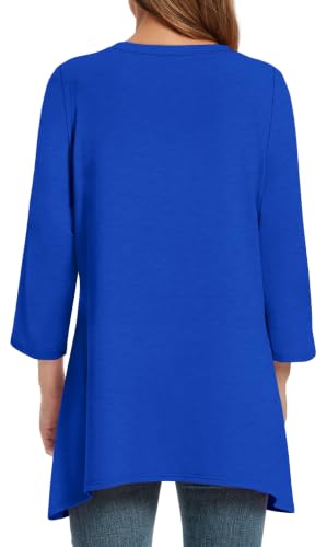 Image of OFEEFAN Tunic Tops for Women Loose Fit Dressy 3 /4 Length Sleeve Womens Tops with Asymmetrical Hem S-4XL