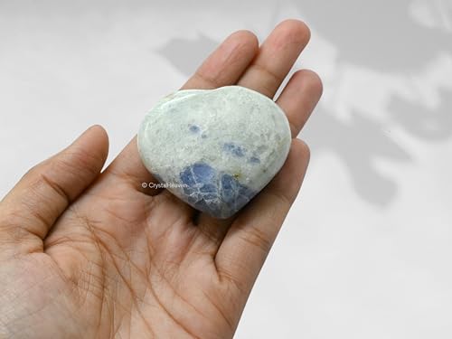 Image of Crystal Heaven Certified Hackmanite Heart Palm Pebbles Stones For Anxiety Stress Relief Massage-Aaa Grade Original Healing Gemstone Agate Heart Palm Stone For Yoga Meditation Spiritual