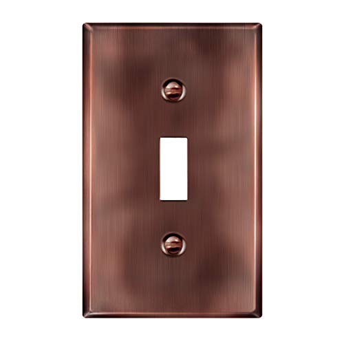 Image of ENERLITES Toggle Light Switch Metal Wall Plate, Stainless Steel Switch Cover, Corrosion Resistant, Standard Size 1-Gang 4.50 inch x 2.76 inch,Stainless Steel 201, 7711-AC, Antique Copper | Antique copper finish; Rust-proof Stainless Steel 201; Standard 1-gang; Fits toggle switches; 7711-AC