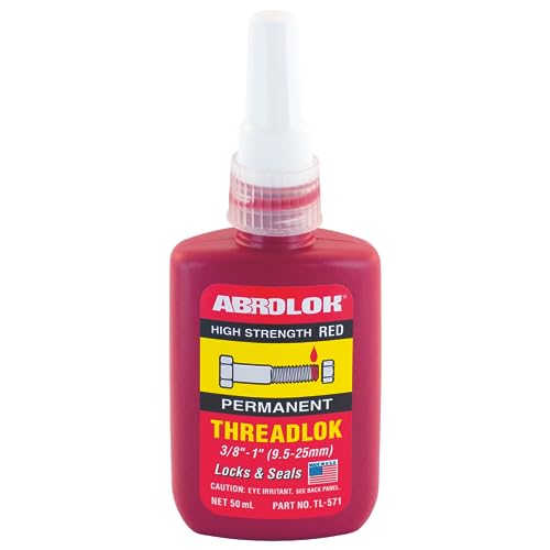 ABRO Threadlok High Strength Red, Industrial-Grade Threadlocker for Reliable Performance in Automotive & Manufacturing Applications, Tight Thread Lock Red
